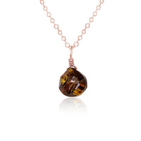 Teardrop Necklace - Tigers Eye - 14K Rose Gold Fill - Luna Tide Handmade Jewellery
