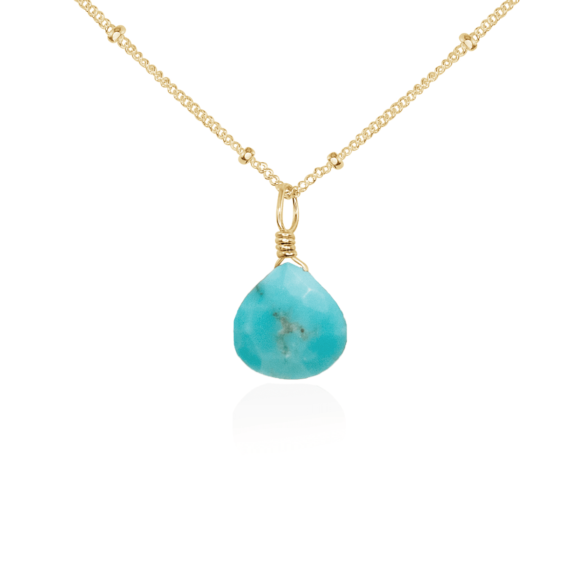 Teardrop Necklace - Turquoise - 14K Gold Fill Satellite - Luna Tide Handmade Jewellery