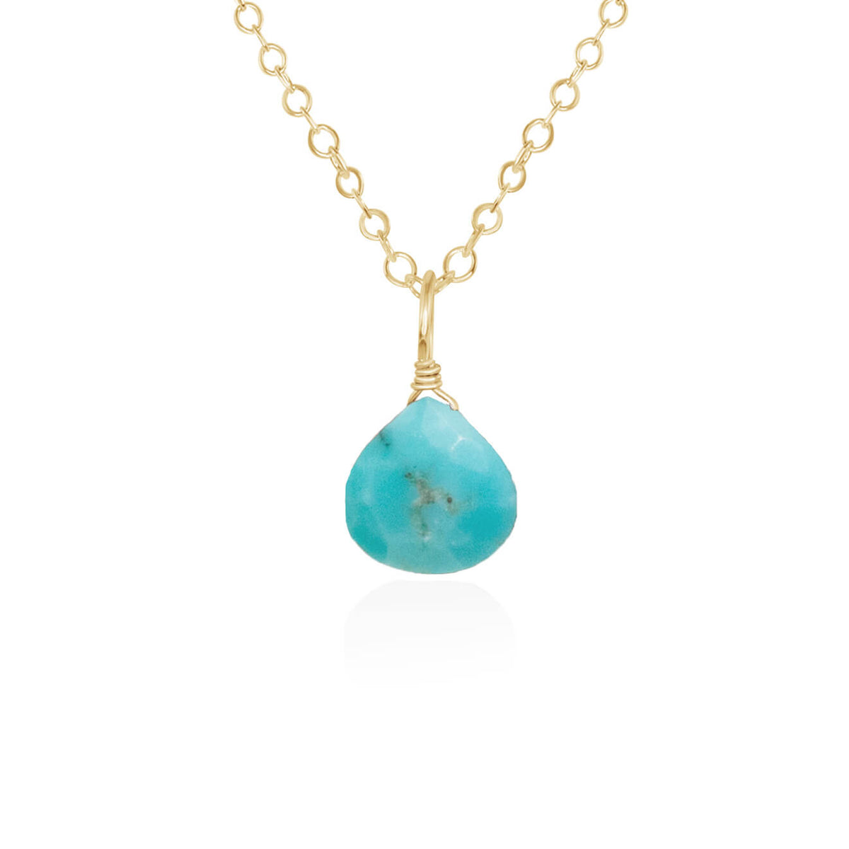 Teardrop Necklace - Turquoise - 14K Gold Fill - Luna Tide Handmade Jewellery