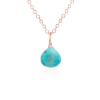 Teardrop Necklace - Turquoise - 14K Rose Gold Fill - Luna Tide Handmade Jewellery