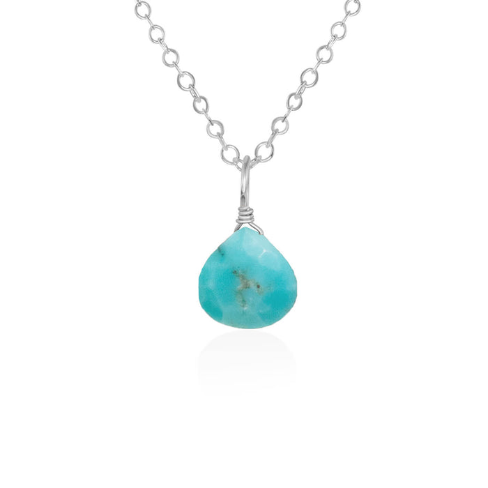 Teardrop Necklace - Turquoise - Sterling Silver - Luna Tide Handmade Jewellery