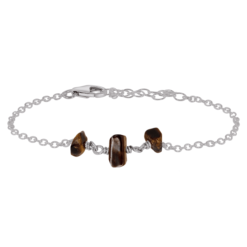 Tiger's Eye Beaded Chain Bracelet - Tiger's Eye Beaded Chain Bracelet - Stainless Steel - Luna Tide Handmade Crystal Jewellery