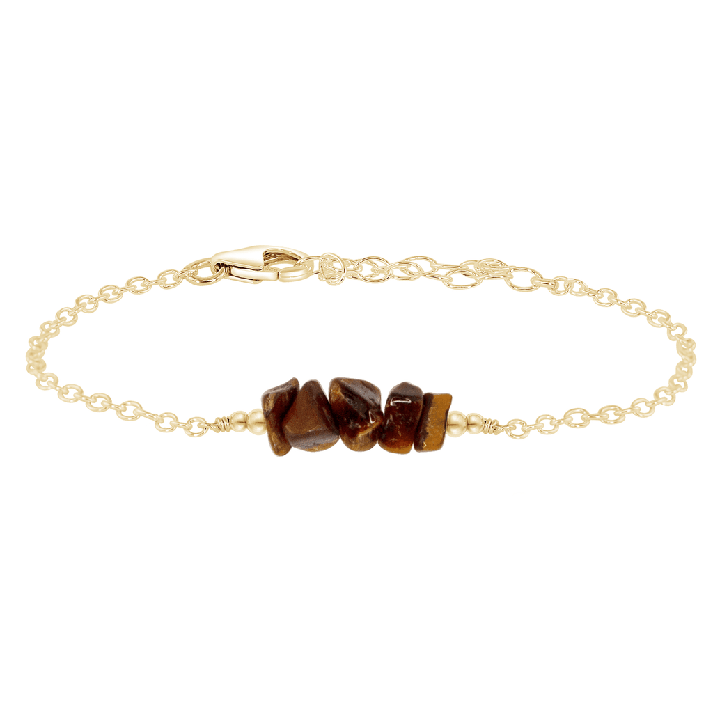 Tiger's Eye Chip Bead Bar Bracelet - Tiger's Eye Chip Bead Bar Bracelet - 14k Gold Fill - Luna Tide Handmade Crystal Jewellery
