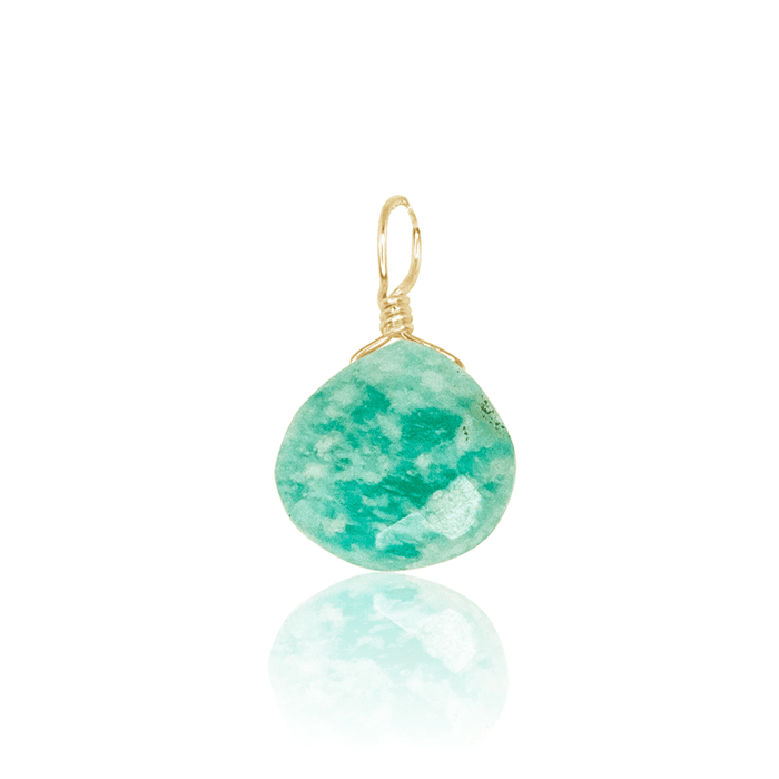Tiny Amazonite Teardrop Gemstone Pendant - Tiny Amazonite Teardrop Gemstone Pendant - 14k Gold Fill - Luna Tide Handmade Crystal Jewellery