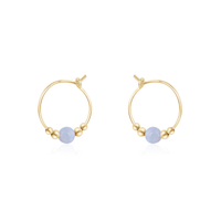Tiny Bead Hoops - Blue Lace Agate - 14K Gold Fill - Luna Tide Handmade Jewellery