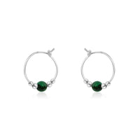 Tiny Bead Hoops - Emerald - Sterling Silver - Luna Tide Handmade Jewellery