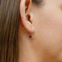 Tiny Bead Hoops - Garnet - 14K Rose Gold Fill - Luna Tide Handmade Jewellery