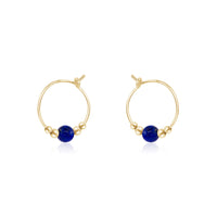 Tiny Bead Hoops - Lapis Lazuli - 14K Gold Fill - Luna Tide Handmade Jewellery