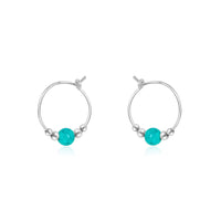 Tiny Bead Hoops - Turquoise - Sterling Silver - Luna Tide Handmade Jewellery