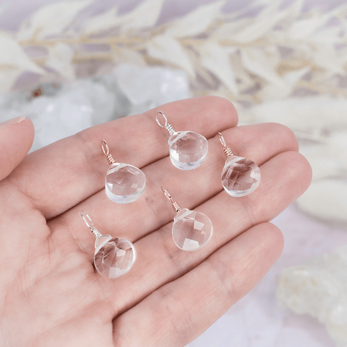Tiny Crystal Quartz Teardrop Gemstone Pendant - Tiny Crystal Quartz Teardrop Gemstone Pendant - 14k Gold Fill - Luna Tide Handmade Crystal Jewellery