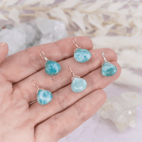 Tiny Larimar Teardrop Gemstone Pendant - Tiny Larimar Teardrop Gemstone Pendant - Sterling Silver - Luna Tide Handmade Crystal Jewellery