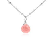 Teardrop Necklace - Pink Peruvian Opal - Sterling Silver Satellite - Luna Tide Handmade Jewellery