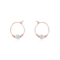 Tiny Rainbow Moonstone Bead Hoop Earrings - Tiny Rainbow Moonstone Bead Hoop Earrings - 14k Rose Gold Fill - Luna Tide Handmade Crystal Jewellery