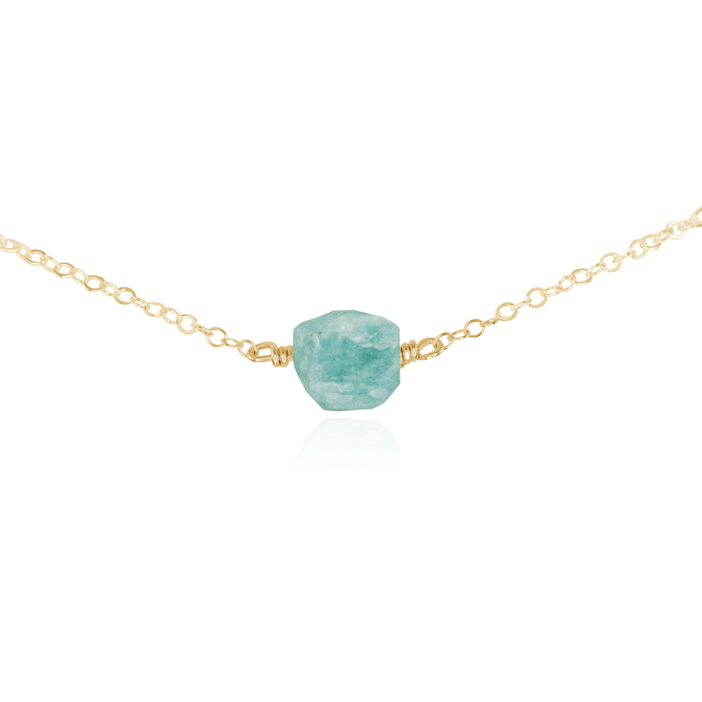 Tiny Raw Amazonite Crystal Nugget Choker - Tiny Raw Amazonite Crystal Nugget Choker - 14k Gold Fill - Luna Tide Handmade Crystal Jewellery