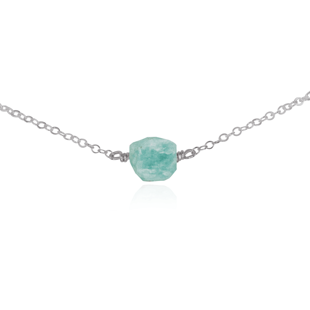 Tiny Raw Amazonite Crystal Nugget Choker - Tiny Raw Amazonite Crystal Nugget Choker - Stainless Steel - Luna Tide Handmade Crystal Jewellery