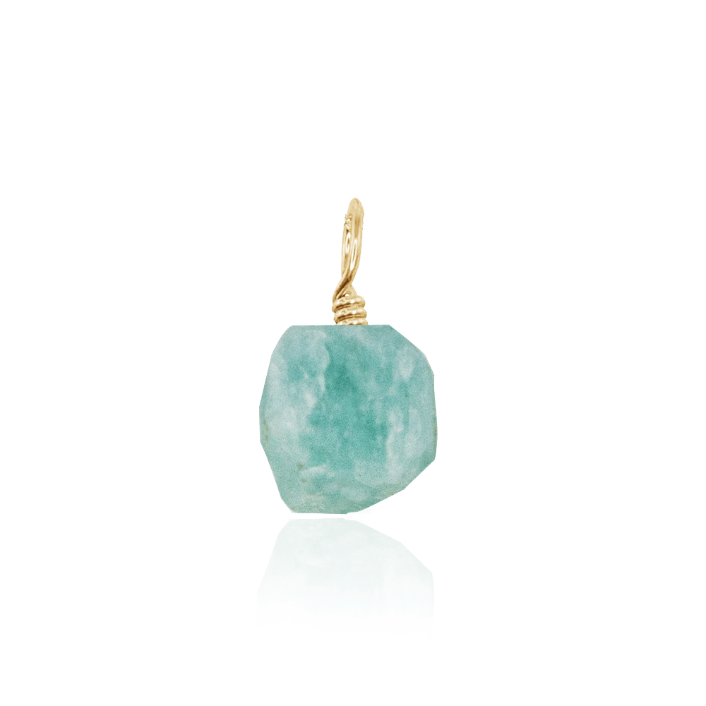 Tiny Raw Amazonite Crystal Pendant - Tiny Raw Amazonite Crystal Pendant - 14k Gold Fill - Luna Tide Handmade Crystal Jewellery