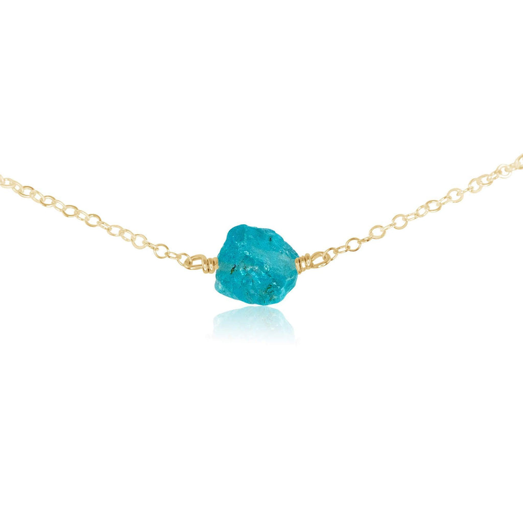Tiny Raw Apatite Crystal Nugget Choker - Tiny Raw Apatite Crystal Nugget Choker - 14k Gold Fill - Luna Tide Handmade Crystal Jewellery