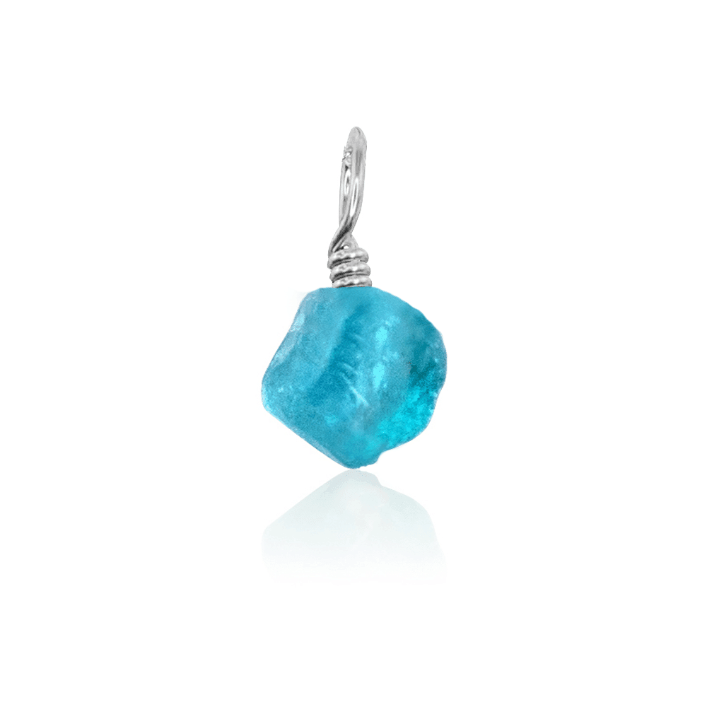 Tiny Raw Apatite Crystal Pendant - Tiny Raw Apatite Crystal Pendant - Sterling Silver - Luna Tide Handmade Crystal Jewellery