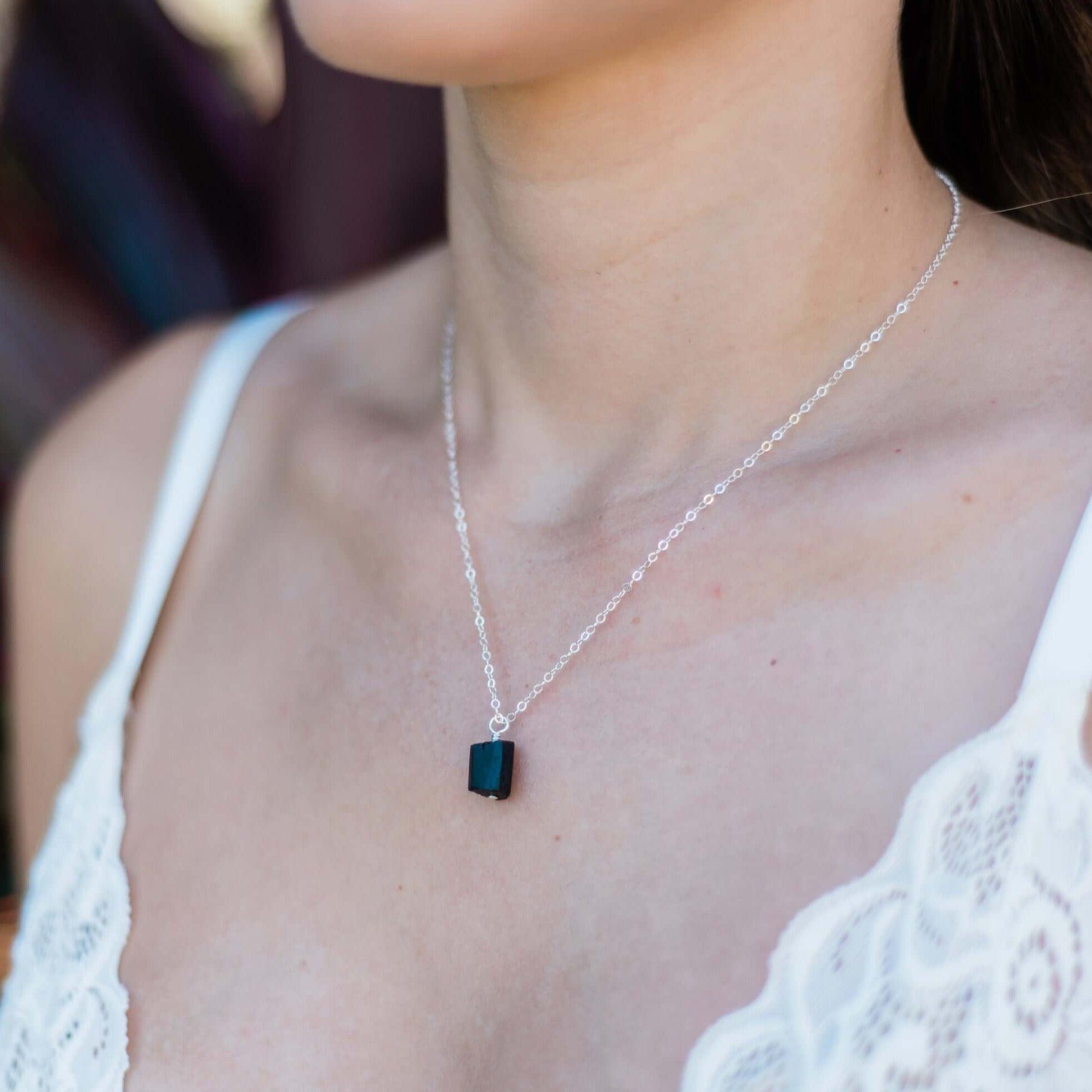 Blue Tipped offers Tourmaline Jewelry, Raw Crystal Necklace (3.1 ct) Indicolite Pendant, Black Tourmaline Bicolor Crystal Wire Wrap Sterling Silver