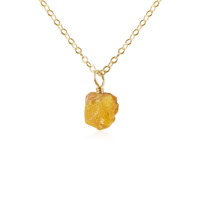 Raw Crystal Pendant Necklace - Citrine - 14K Gold Fill - Luna Tide Handmade Jewellery