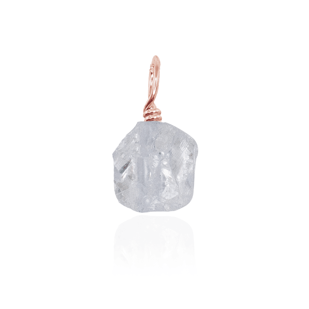 Tiny Raw Crystal Quartz Crystal Pendant - Tiny Raw Crystal Quartz Crystal Pendant - 14k Rose Gold Fill - Luna Tide Handmade Crystal Jewellery