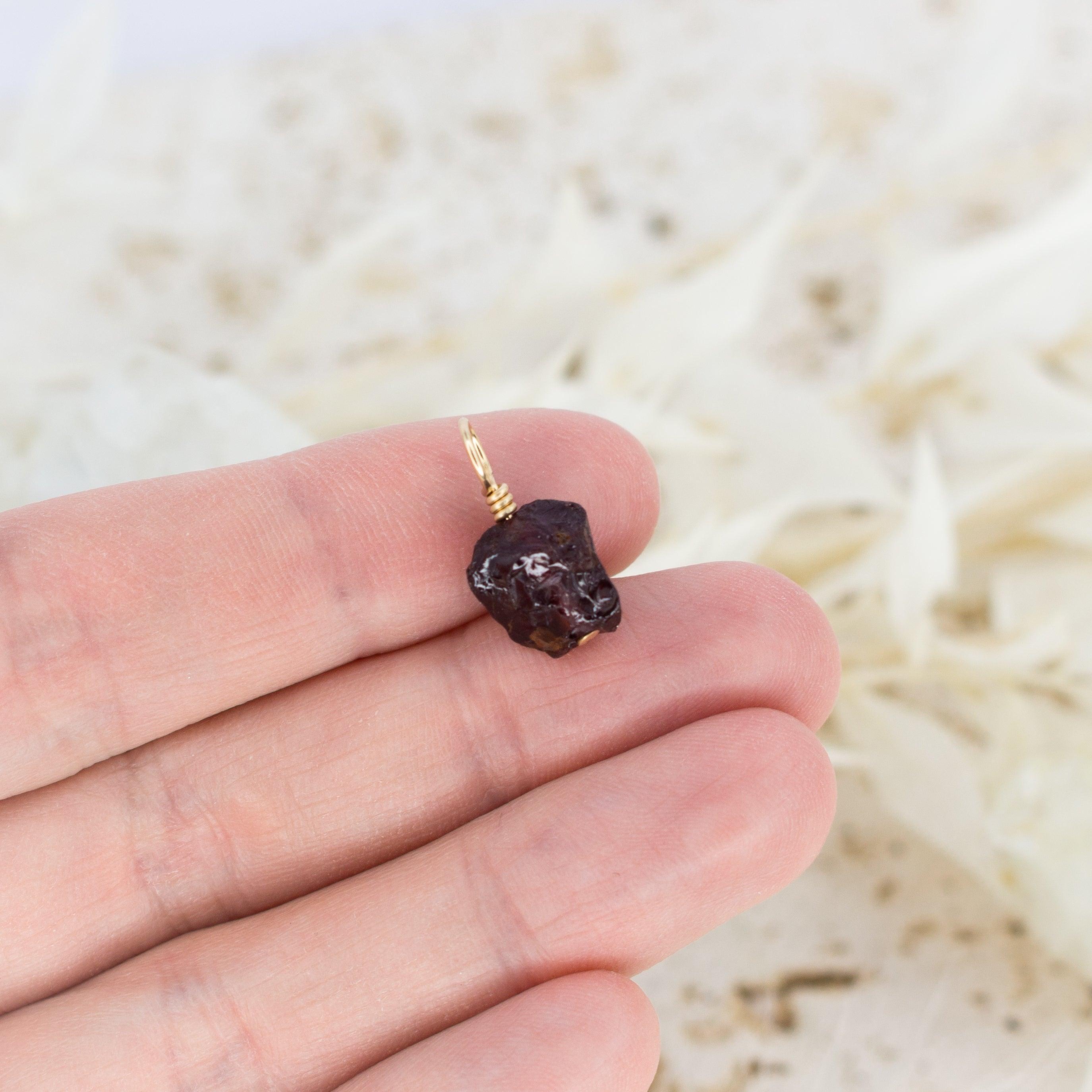 Tiny Raw Garnet Crystal Pendant - Tiny Raw Garnet Crystal Pendant - 14k Gold Fill - Luna Tide Handmade Crystal Jewellery