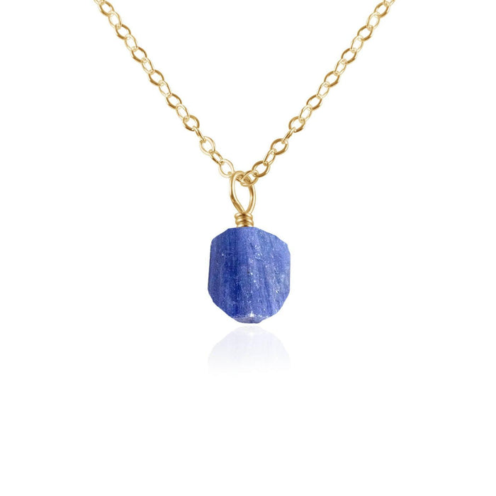Tiny Raw Kyanite Pendant Necklace - Tiny Raw Kyanite Pendant Necklace - 14k Gold Fill / Cable - Luna Tide Handmade Crystal Jewellery