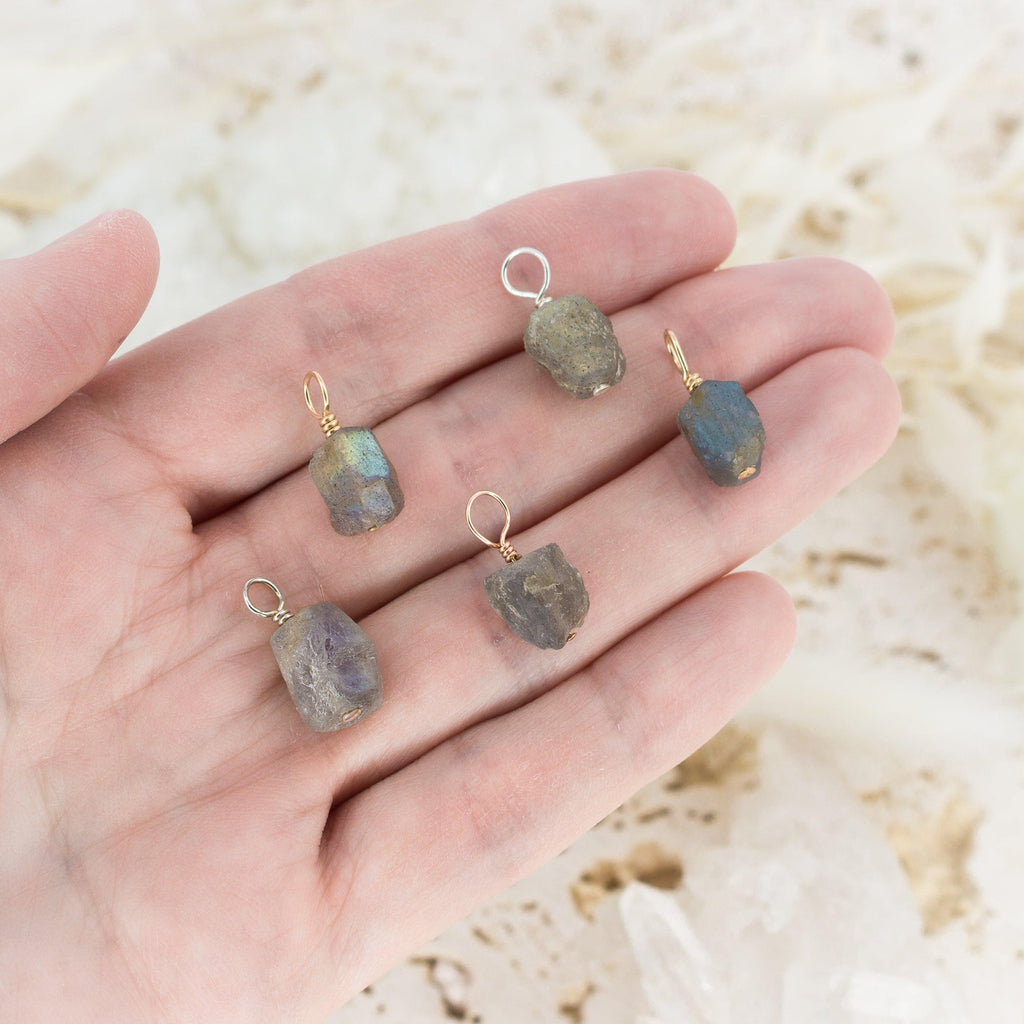 Tiny Raw Labradorite Crystal Pendant - Tiny Raw Labradorite Crystal Pendant - 14k Gold Fill - Luna Tide Handmade Crystal Jewellery