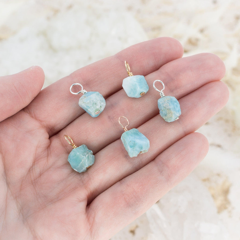 Tiny Raw Larimar Crystal Pendant - Tiny Raw Larimar Crystal Pendant - Sterling Silver - Luna Tide Handmade Crystal Jewellery