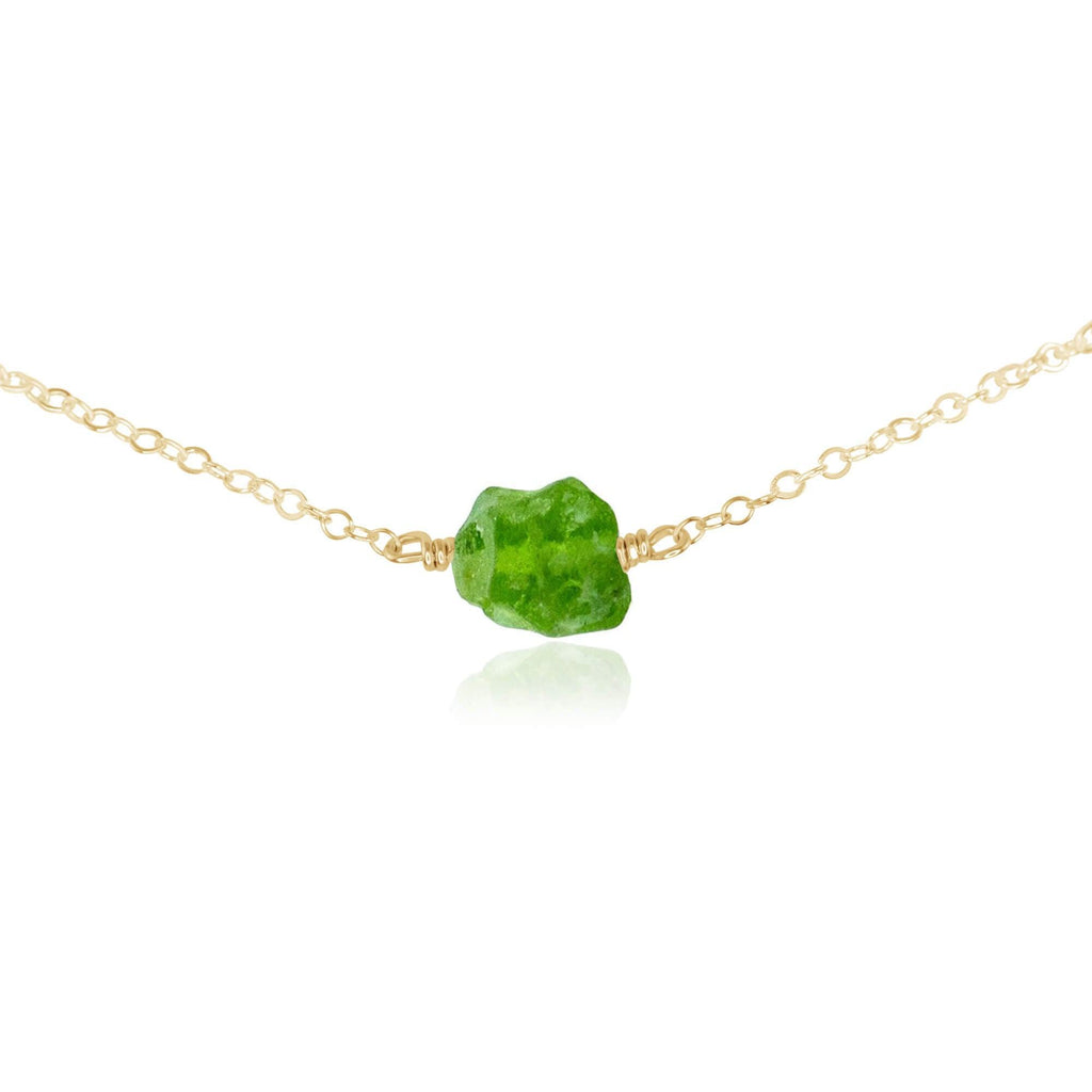 Tiny Raw Peridot Crystal Nugget Choker - Tiny Raw Peridot Crystal Nugget Choker - 14k Gold Fill - Luna Tide Handmade Crystal Jewellery