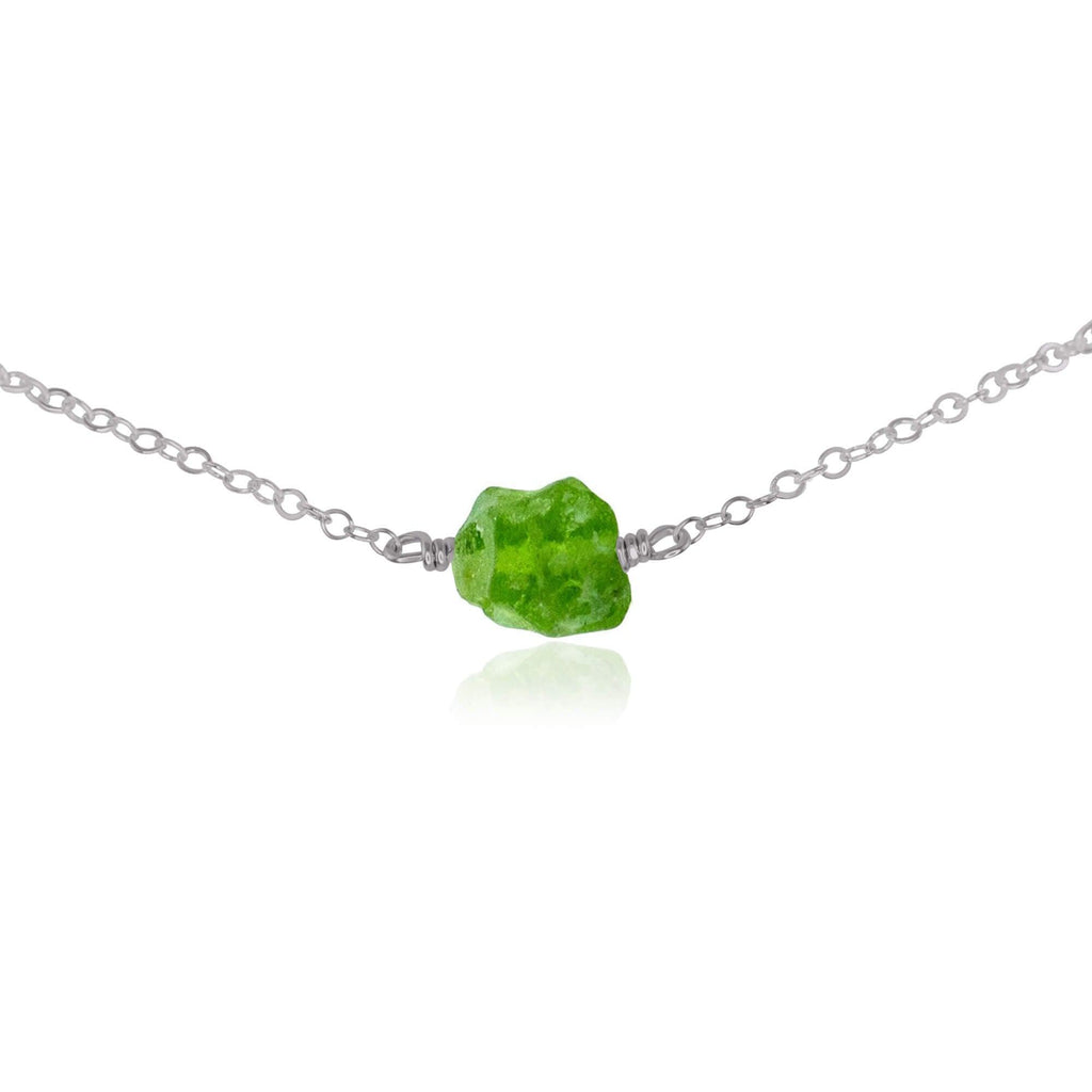 Tiny Raw Peridot Crystal Nugget Choker - Tiny Raw Peridot Crystal Nugget Choker - Stainless Steel - Luna Tide Handmade Crystal Jewellery
