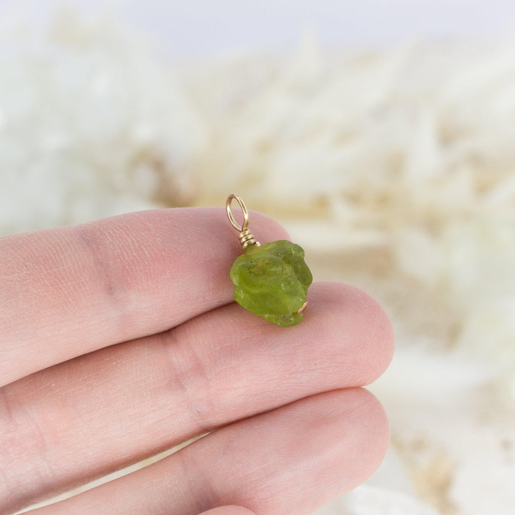 Tiny Raw Peridot Crystal Pendant - Tiny Raw Peridot Crystal Pendant - 14k Gold Fill - Luna Tide Handmade Crystal Jewellery