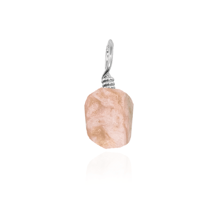 Tiny Raw Pink Peruvian Opal Crystal Pendant - Tiny Raw Pink Peruvian Opal Crystal Pendant - Sterling Silver - Luna Tide Handmade Crystal Jewellery