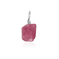 Tiny Raw Pink Tourmaline Crystal Pendant - Tiny Raw Pink Tourmaline Crystal Pendant - Sterling Silver - Luna Tide Handmade Crystal Jewellery