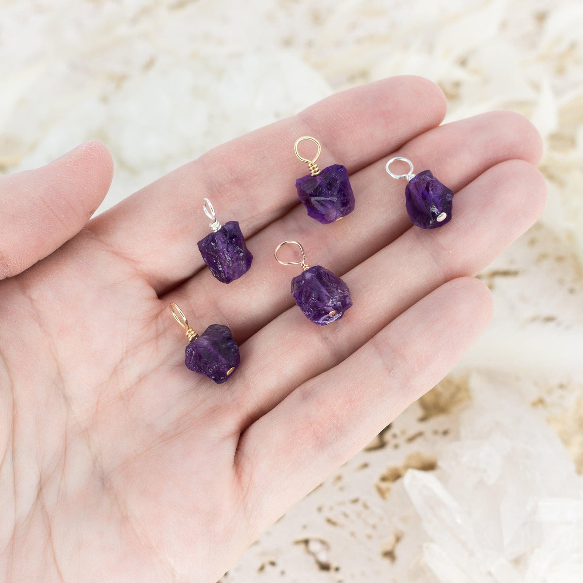 Tiny Raw Purple Amethyst Crystal Pendant - Tiny Raw Purple Amethyst Crystal Pendant - Sterling Silver - Luna Tide Handmade Crystal Jewellery
