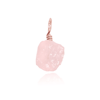 Tiny Raw Rose Quartz Crystal Pendant - Tiny Raw Rose Quartz Crystal Pendant - 14k Rose Gold Fill - Luna Tide Handmade Crystal Jewellery