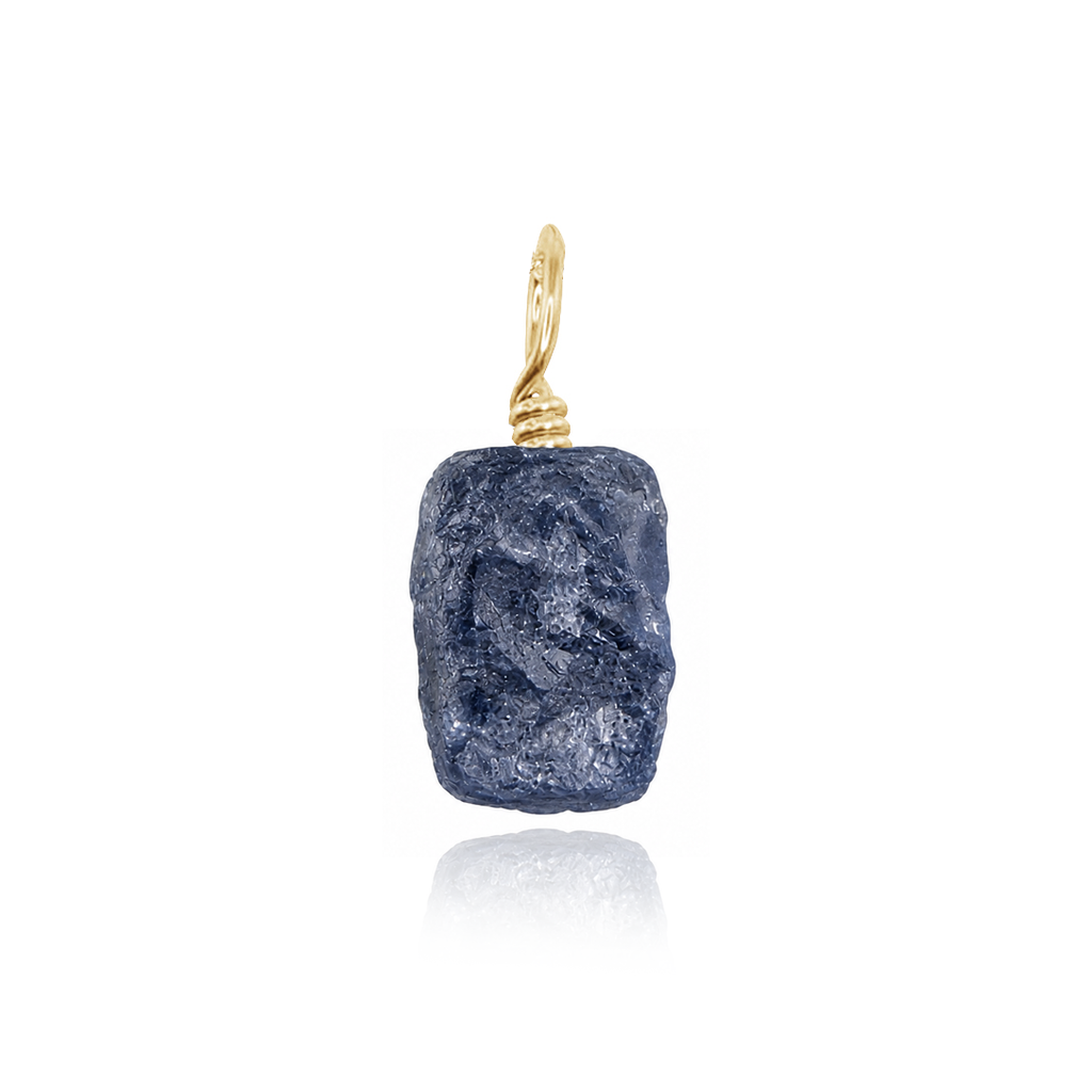 Tiny Raw Sapphire Crystal Pendant - Tiny Raw Sapphire Crystal Pendant - 14k Gold Fill - Luna Tide Handmade Crystal Jewellery
