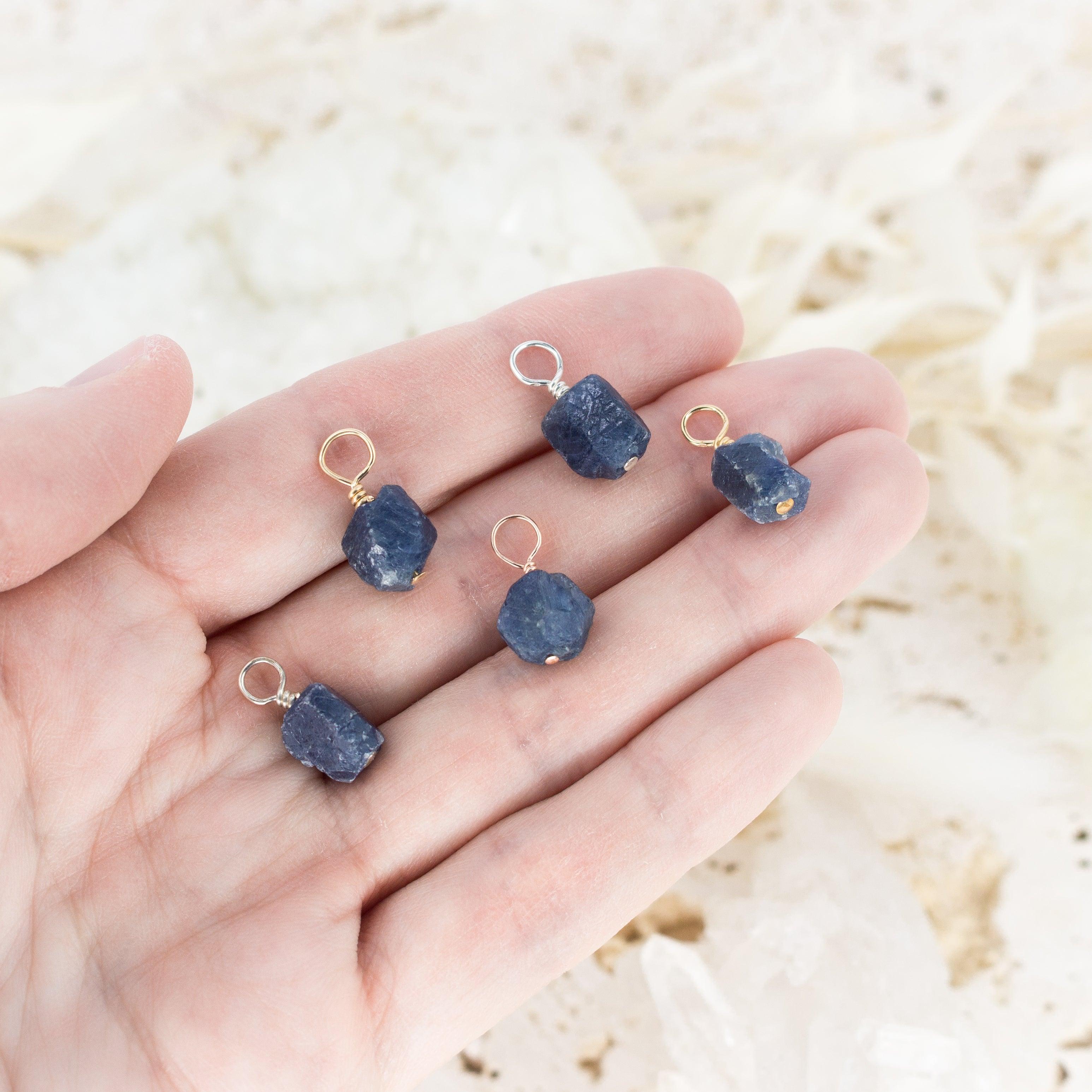 Tiny Raw Sapphire Crystal Pendant - Tiny Raw Sapphire Crystal Pendant - Sterling Silver - Luna Tide Handmade Crystal Jewellery