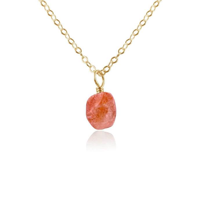 Tiny Raw Sunstone Pendant Necklace - Tiny Raw Sunstone Pendant Necklace - 14k Gold Fill / Cable - Luna Tide Handmade Crystal Jewellery