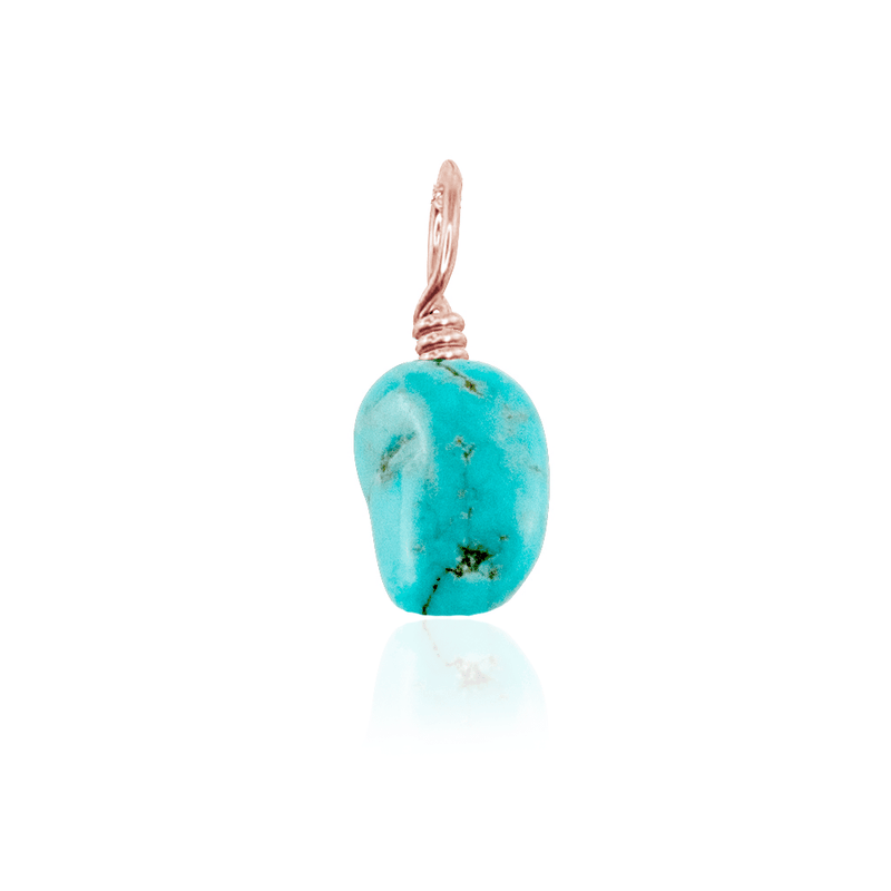 Tiny Raw Turquoise Crystal Pendant - Tiny Raw Turquoise Crystal Pendant - 14k Rose Gold Fill - Luna Tide Handmade Crystal Jewellery