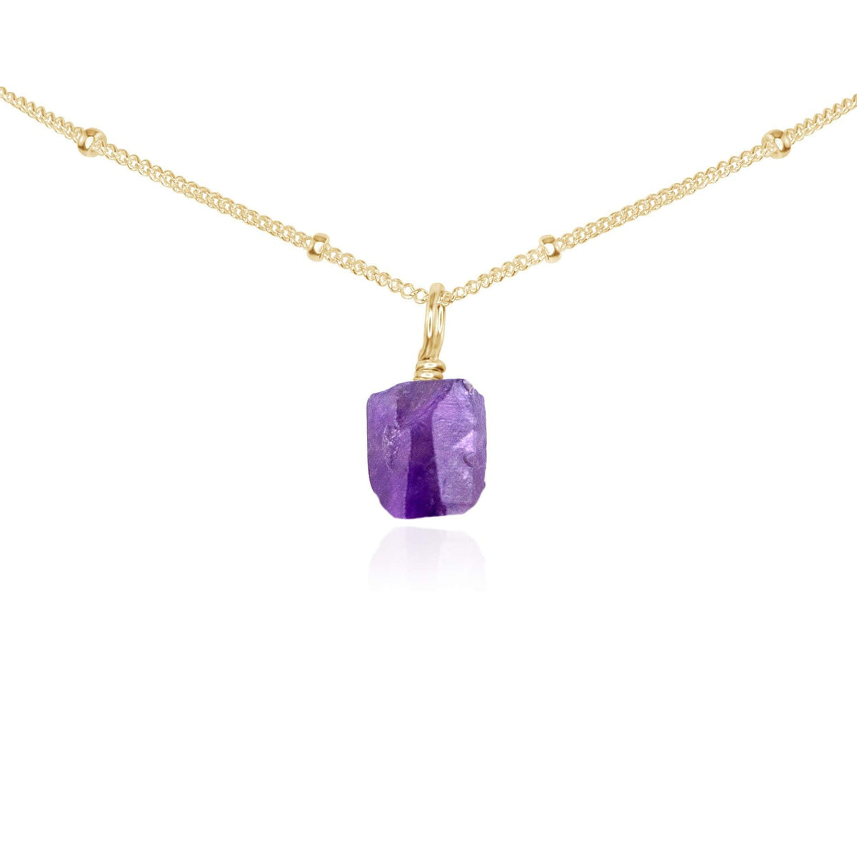 Tiny Rough Amethyst Gemstone Pendant Choker - Tiny Rough Amethyst Gemstone Pendant Choker - 14k Gold Fill / Satellite - Luna Tide Handmade Crystal Jewellery