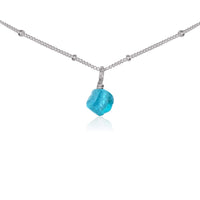 Tiny Rough Apatite Gemstone Pendant Choker - Tiny Rough Apatite Gemstone Pendant Choker - Stainless Steel / Satellite - Luna Tide Handmade Crystal Jewellery