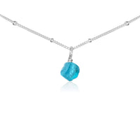 Tiny Rough Apatite Gemstone Pendant Choker - Tiny Rough Apatite Gemstone Pendant Choker - Sterling Silver / Satellite - Luna Tide Handmade Crystal Jewellery