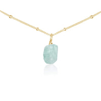 Tiny Rough Aquamarine Gemstone Pendant Choker - Tiny Rough Aquamarine Gemstone Pendant Choker - 14k Gold Fill / Satellite - Luna Tide Handmade Crystal Jewellery