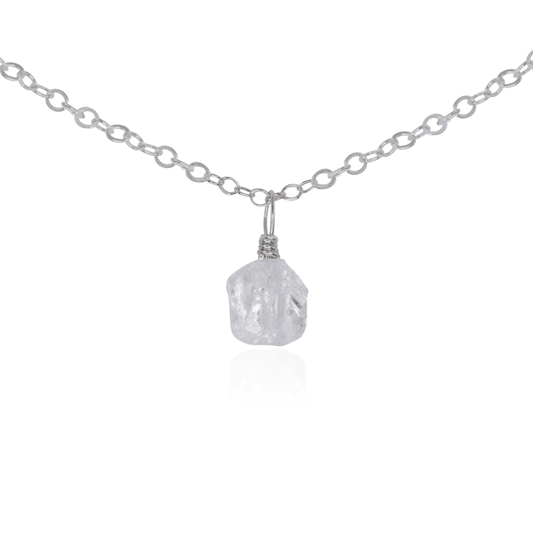 Tiny Rough Crystal Quartz Gemstone Pendant Choker - Tiny Rough Crystal Quartz Gemstone Pendant Choker - Stainless Steel / Cable - Luna Tide Handmade Crystal Jewellery