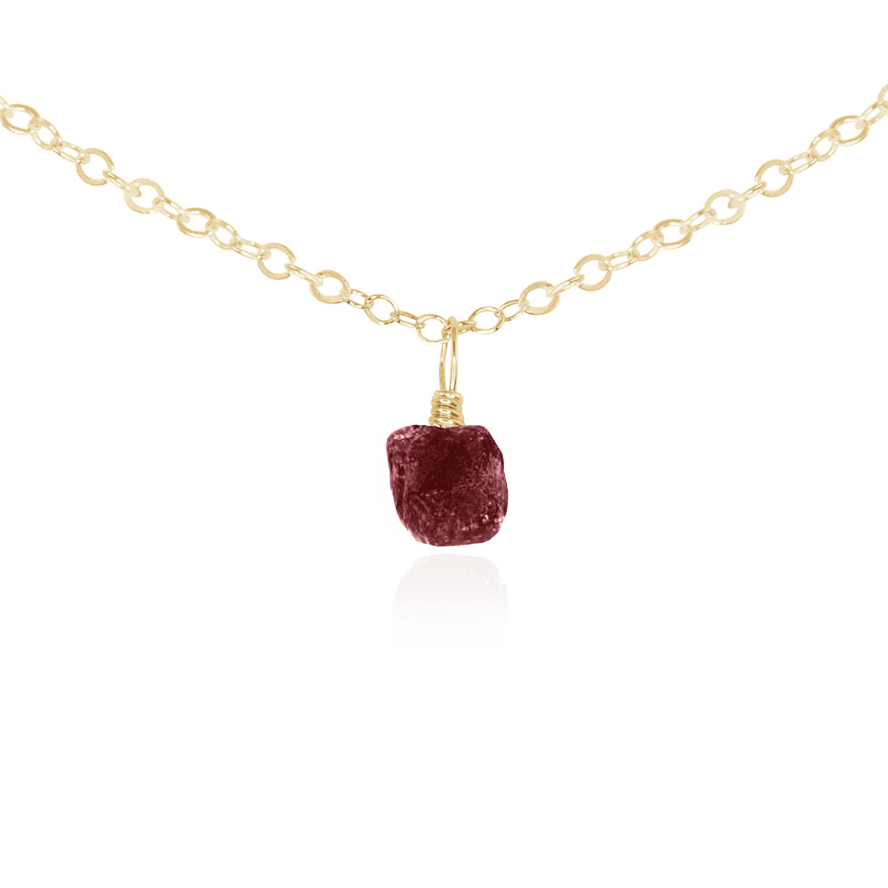 Tiny Rough Earth Red Ruby Gemstone Pendant Choker - Tiny Rough Earth Red Ruby Gemstone Pendant Choker - 14k Gold Fill / Cable - Luna Tide Handmade Crystal Jewellery