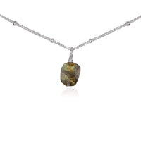 Tiny Rough Labradorite Gemstone Pendant Choker - Tiny Rough Labradorite Gemstone Pendant Choker - Stainless Steel / Satellite - Luna Tide Handmade Crystal Jewellery