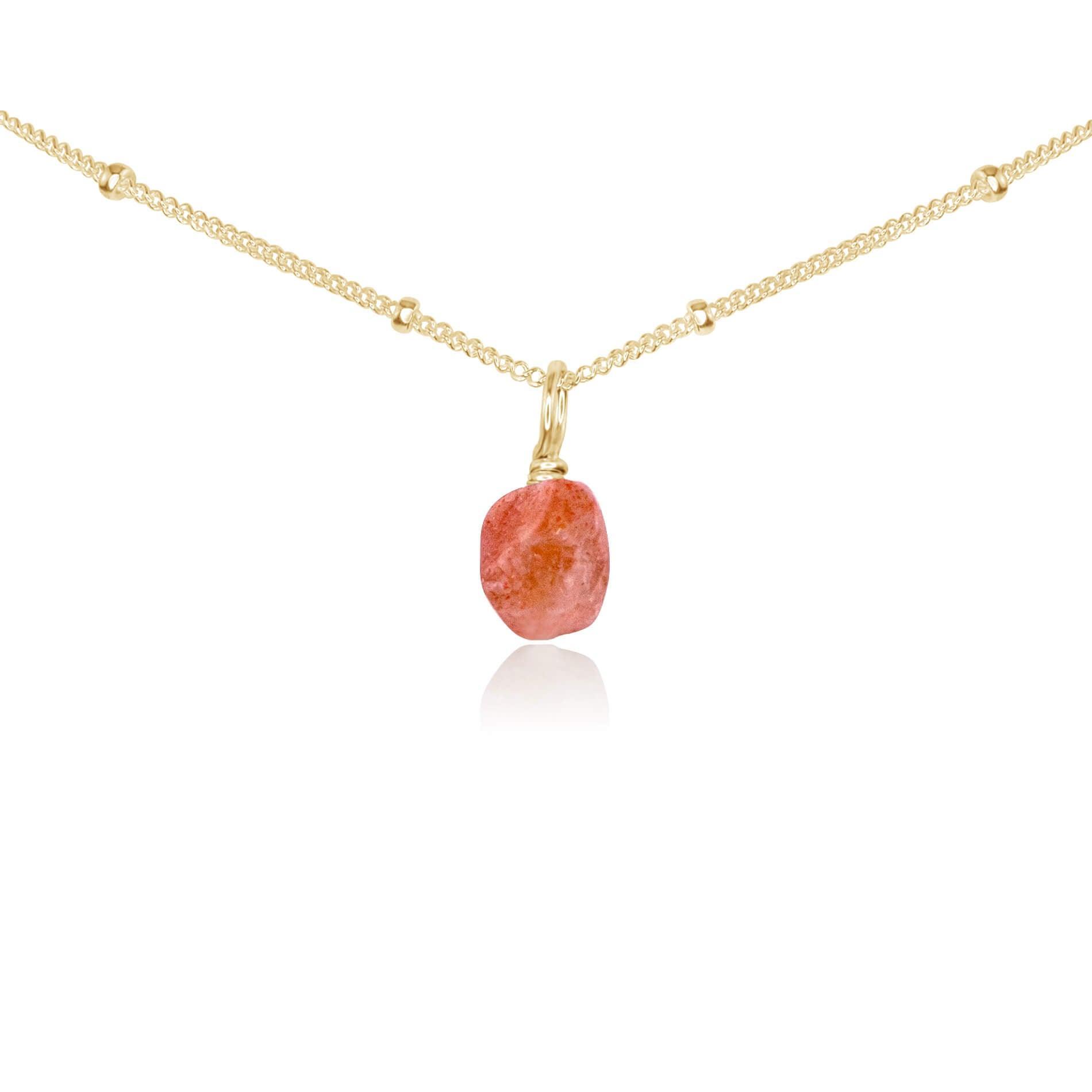 Tiny Rough Sunstone Gemstone Pendant Choker - Tiny Rough Sunstone Gemstone Pendant Choker - 14k Gold Fill / Satellite - Luna Tide Handmade Crystal Jewellery