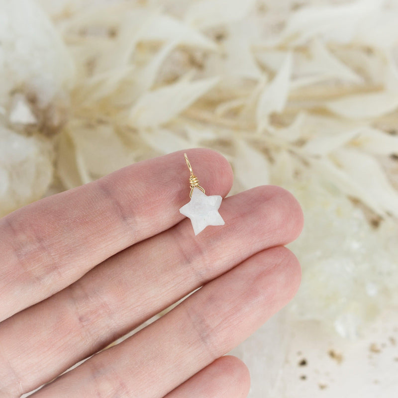 Tiny Star Pendant in Rainbow Moonstone - Tiny Star Pendant in Rainbow Moonstone - 14k Gold Fill - Luna Tide Handmade Crystal Jewellery