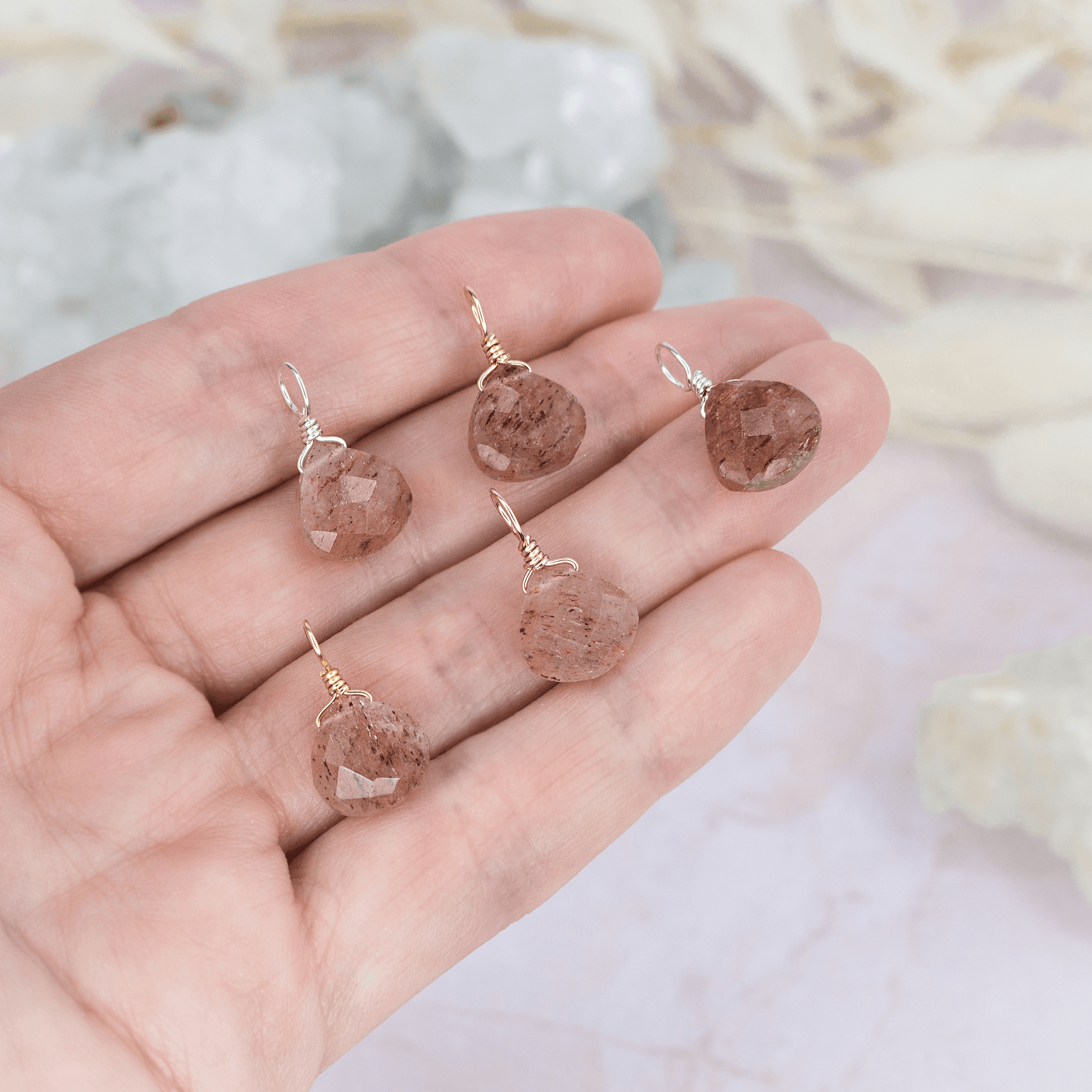 Tiny Sunstone Teardrop Gemstone Pendant - Tiny Sunstone Teardrop Gemstone Pendant - 14k Gold Fill - Luna Tide Handmade Crystal Jewellery